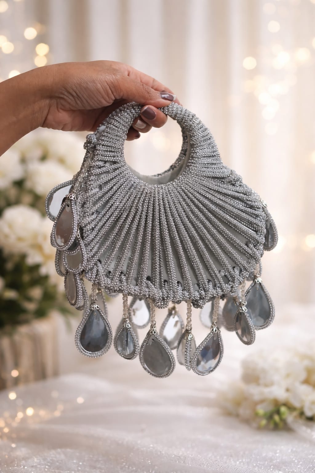 Heart bag with mirror hangings
