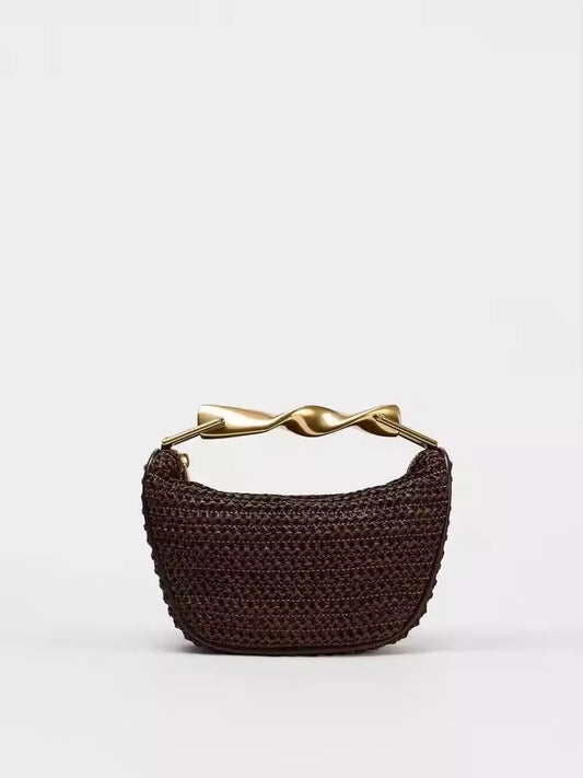 Straw gold metal bag