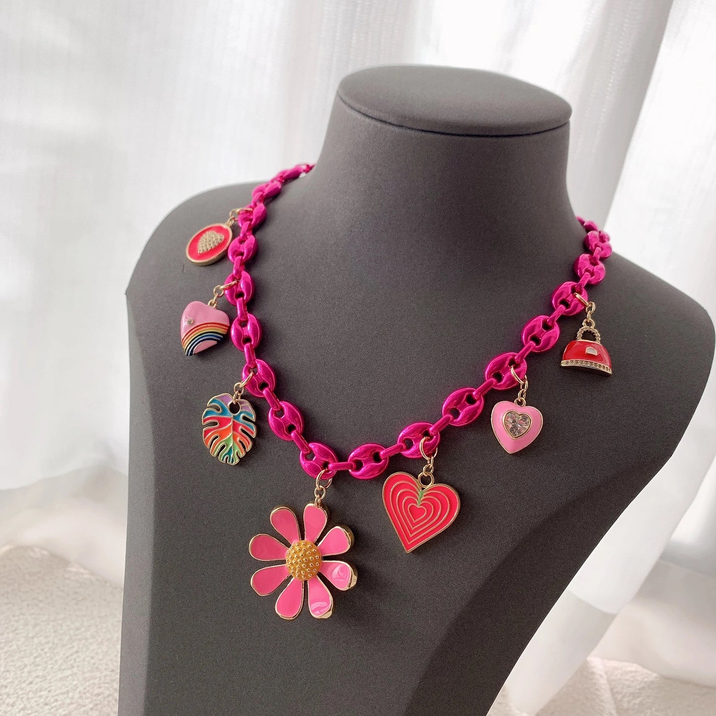Multi charm flower pendant necklace