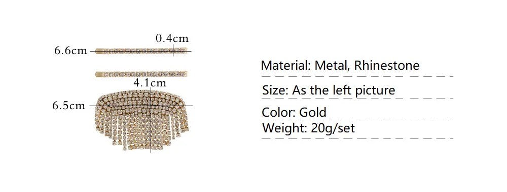 Rhinestone hair pin - set of 3